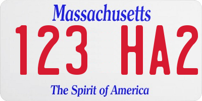 MA license plate 123HA2