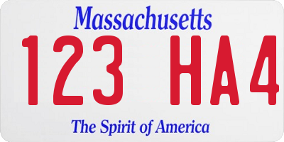 MA license plate 123HA4