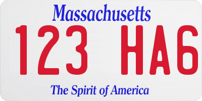 MA license plate 123HA6