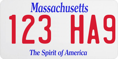MA license plate 123HA9
