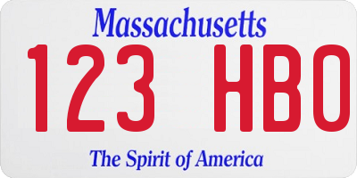 MA license plate 123HB0