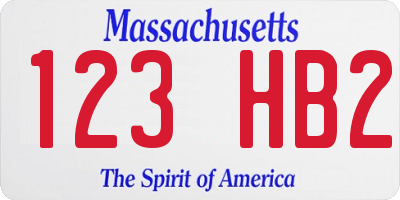 MA license plate 123HB2