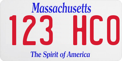 MA license plate 123HC0