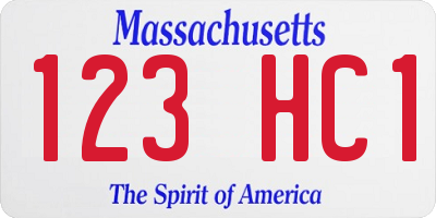 MA license plate 123HC1