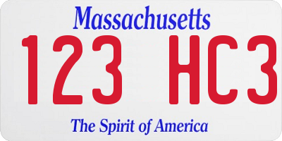 MA license plate 123HC3