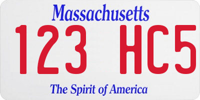 MA license plate 123HC5