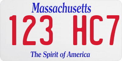 MA license plate 123HC7