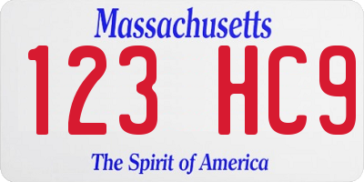 MA license plate 123HC9