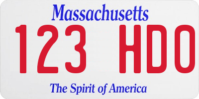 MA license plate 123HD0