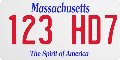 MA license plate 123HD7