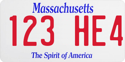 MA license plate 123HE4
