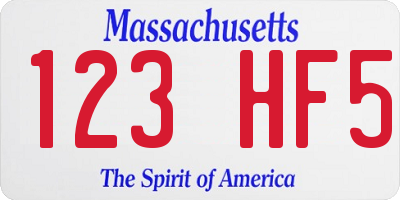 MA license plate 123HF5