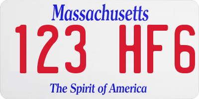 MA license plate 123HF6