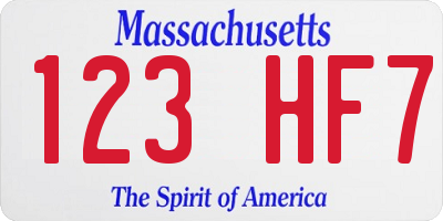 MA license plate 123HF7