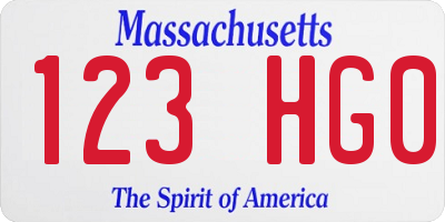 MA license plate 123HG0