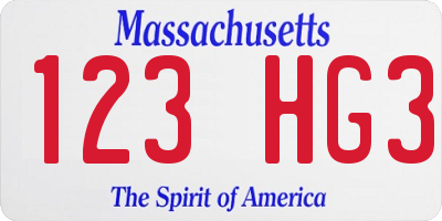 MA license plate 123HG3
