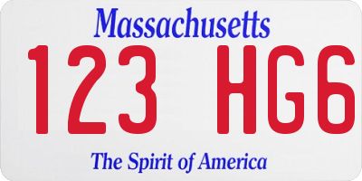 MA license plate 123HG6