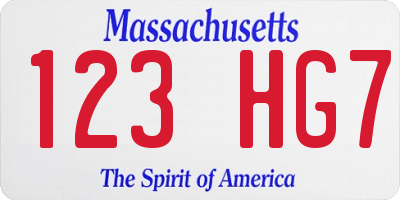 MA license plate 123HG7
