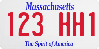 MA license plate 123HH1