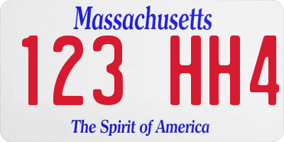 MA license plate 123HH4