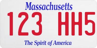MA license plate 123HH5