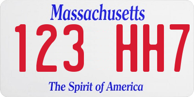 MA license plate 123HH7