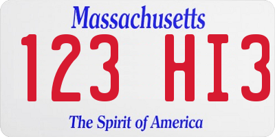 MA license plate 123HI3