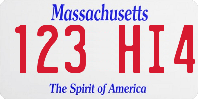 MA license plate 123HI4
