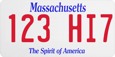 MA license plate 123HI7