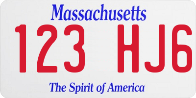 MA license plate 123HJ6