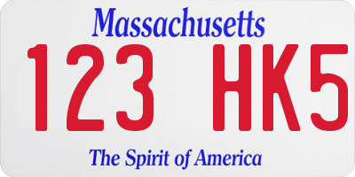MA license plate 123HK5