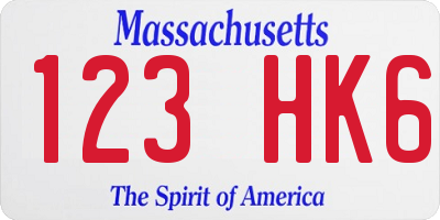 MA license plate 123HK6