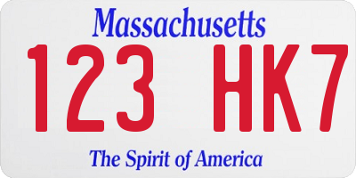 MA license plate 123HK7