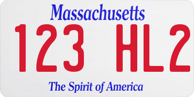 MA license plate 123HL2