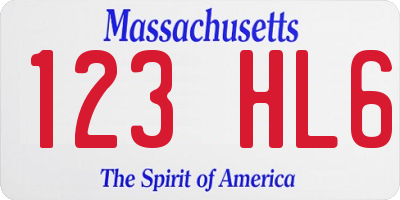 MA license plate 123HL6