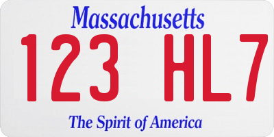 MA license plate 123HL7