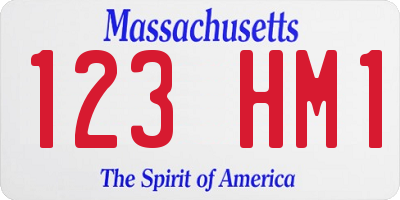 MA license plate 123HM1