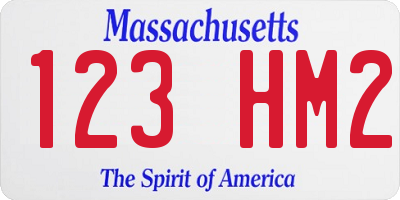MA license plate 123HM2