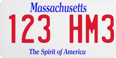MA license plate 123HM3