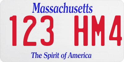 MA license plate 123HM4