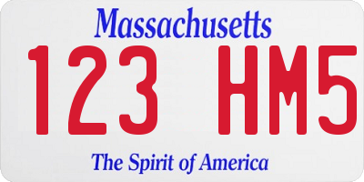 MA license plate 123HM5