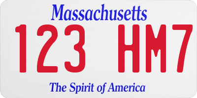 MA license plate 123HM7