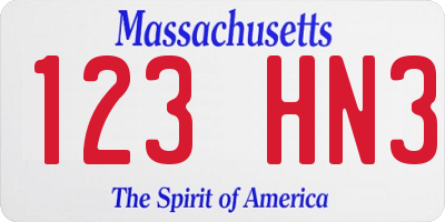 MA license plate 123HN3
