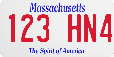 MA license plate 123HN4