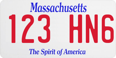 MA license plate 123HN6