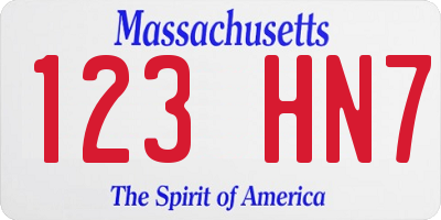 MA license plate 123HN7