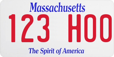 MA license plate 123HO0