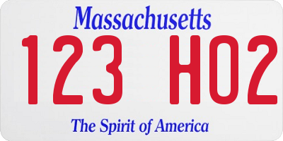MA license plate 123HO2