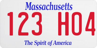 MA license plate 123HO4