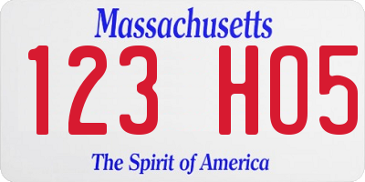 MA license plate 123HO5